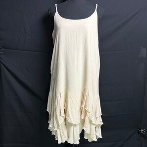 entro - Spaghetti Strap Ruffled Hem Dress - Cream - Sz L